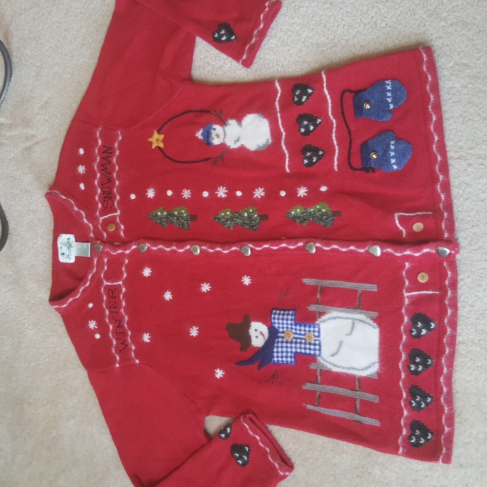 The Quacker Factory Snowman Wool Blend Sweater Sz 1X
